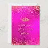 キンチェアネラプリンセスクラウンフォックスゴールドコンフェッティピンク 招待状 (正面)