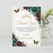 キンチェアネラ エメラルド バーガンディー 花柄 感謝カード 招待状 (スタンド正面)