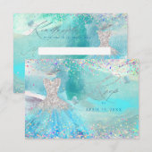 キンチェアネラ シルバーアクア グリッター ドレス RSVP カード (正面/裏面)