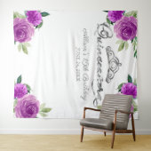 キンチェアネラ シルバー ティアラ 紫の花の背景 タペストリー (インサイチュ(横))