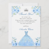 キンチェアネラ シルバー ブルー 花柄 ドレス 感謝カード 招待状 (正面)