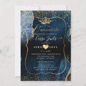 キンチェアネラ スレートブルー アゲート フェイクゴールド ダスト 招待状 (裏面)