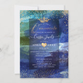 キンチェアネラ ティール ネイビーブルー 水彩筆致 招待状 (裏面)