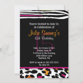 キンチェアネラ ネオン ゼブラ アニマル プリント インビテーション (裏面)