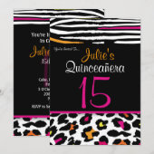 キンチェアネラ ネオン ゼブラ アニマル プリント インビテーション (正面/裏面)