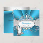 キンチェアネラ ハイヒール 青いダイヤのティアラ 招待状 (正面/裏面)
