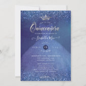 キンチェアネラ ブルー オンブレ グリッター ドレス 招待状 (裏面)