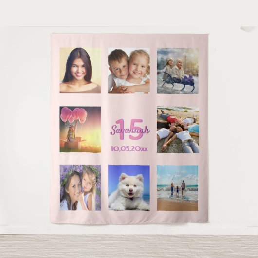 キンチェアネラ ローズゴールド フォトコラージュ タペストリー (正面)