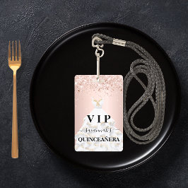 キンチェアネラ ローズゴールド ブラッシュ グリッター ダスト ネーム VIP バッジ