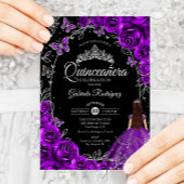 キンチェアネラ 紫 銀 花 招待状