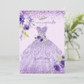 キンチェアラ ライラック パープル シルバー グリッター ドレス 招待状 (スタンド正面)