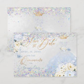 キンチェアーおめでとう日付ホログラム紙吹雪 招待状 (正面/裏面)