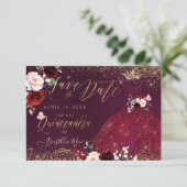 キンチェアーおめでとう バーガンディーのドレス 招待状 (スタンド正面)