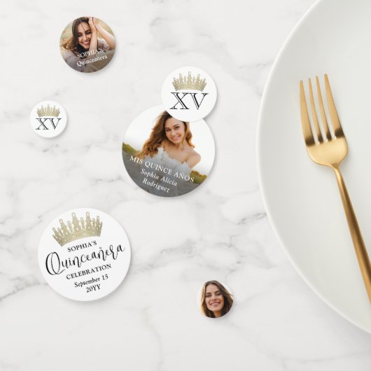 キンチェニェラの写真と金ゴールドクラウンMis XV モダン Chic コンフェッティ (グループ)