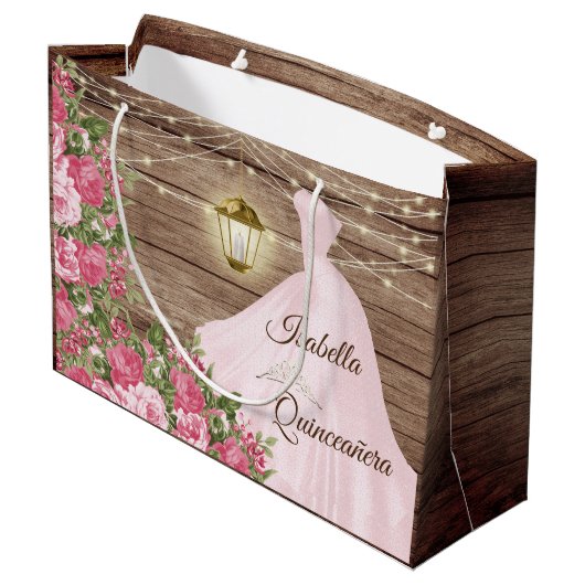 キンチェニェラの木とピンクのメイブの花 ラージペーパーバッグ (裏面アングル)