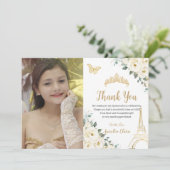 キンチェニェラアイボリーフローラパリ16誕生日写真 サンキューカード (スタンド正面)