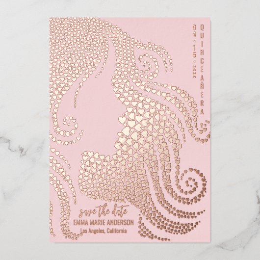 キンチェニェラシルエットバラ金ゴールド救ハート日付 箔シーズンカード (正面)