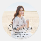 キンチェニェラトレンディーブラックスクリプト&フォトサンキュー ラウンドシール (正面)