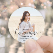 キンチェニェラトレンディーブラックスクリプト&フォトサンキュー ラウンドシール