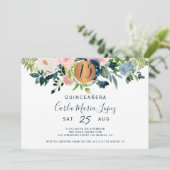 キンチェニェラフローラ水色シック誕生日パーティー 招待状 (スタンド正面)