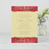 キンチェニェラ任意のカラー縁ど金ゴールドフィリグリー渦巻き 招待状 (スタンド正面)