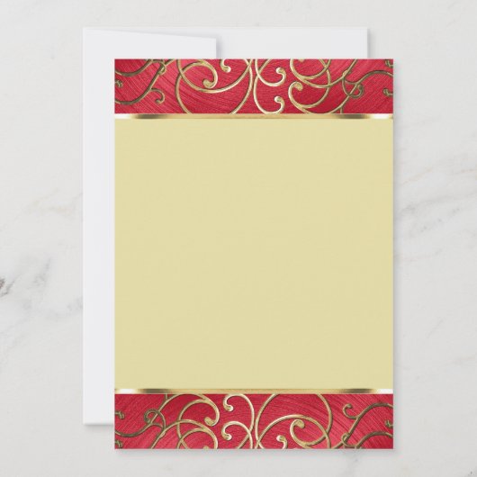 キンチェニェラ任意のカラー縁ど金ゴールドフィリグリー渦巻き 招待状 (裏面)