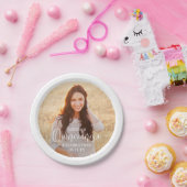 キンチェニェラ写真とモダントレンディーの白いスクリプト ペーパープレート (パーティー)