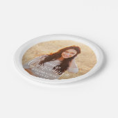 キンチェニェラ写真とモダントレンディーの白いスクリプト ペーパープレート (アングル)