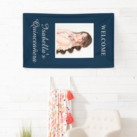 キンチェニェラ海軍ブルー名写真垂直 横断幕 (インサイチュ)