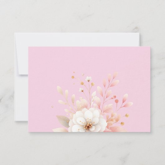 キンチェニェラ赤面ピンクフローラバタフライRsvpカード 出欠カード (裏面)