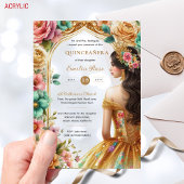 キンチェニェラ金ゴールドピンクグリーンバラドレスカーンス アクリル招待状