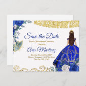 キンチェニェラ15アノス王室のブルー日付を保存 サンキューカード (正面/裏面)