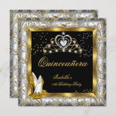 キンチェニェラ15thパーティー金ゴールドシルバーダマスグラム 招待状 (正面/裏面)