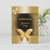 キンチェニェラ15th誕生日ブラック金ゴールドフォイルラグジュアリー 招待状 (スタンド正面)