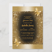 キンチェニェラ15th誕生日ブラック金ゴールドフォイルラグジュアリー 招待状 (裏面)