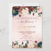 キンチェニェラ、赤面水彩フラワーズディサングリア 招待状 (正面)