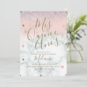 キンチェ 偽物 グリッター ドット ゴールド ピンク マーブル 招待状 (スタンド正面)