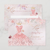 キンチャネラの返信、ブッシュピンクのドレス セーブザデート (正面/裏面)