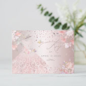 キンチャネラの返信（RSVP） ブッシュピンクのドレス スイートピー 招待状 (スタンド正面)