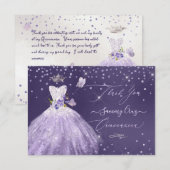 キンチャネラ感謝祭 紫グリッター ドレス 招待状 (正面/裏面)