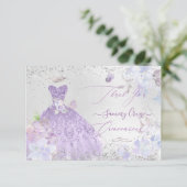 キンチャネラ感謝祭 紫グリッター ドレス 招待状 (スタンド正面)