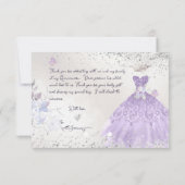 キンチャネラ感謝祭 紫グリッター ドレス 招待状 (裏面)