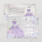 キンチャネラ感謝祭 紫グリッター ドレス 招待状 (正面/裏面)