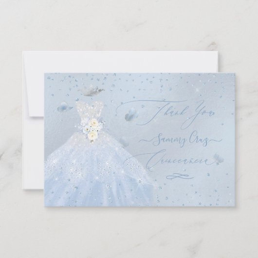 キンチャネラ お礼 グリッター シルバー ベビーブルー 招待状 (正面)