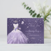 キンチャネラ お礼 ダスティ パープル グリッター ドレス 招待状 (スタンド正面)