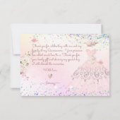 キンチャネラ お礼 ブッシュピンク グリッター ドレス カード (裏面)