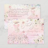 キンチャネラ お礼 ブッシュピンク グリッター ドレス カード (正面/裏面)