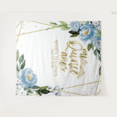 キンチャネラ ゴールド ホイル ダスティーブルー フラワーバックドロップ タペストリー (正面(横))