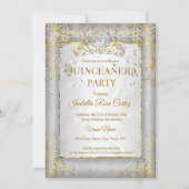 キンチャネラ シルバー ホワイト ゴールド ティアラ フォト パーティー 招待状 (正面)