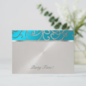 キンチャネラ ターコイズ ブルー シルバー フィリグリー スワール 招待状 (スタンド正面)